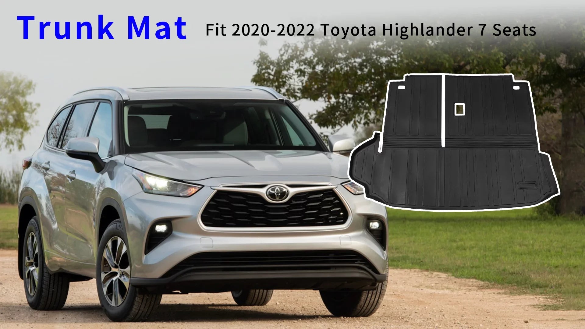 7 Trunk Mat 2020-2024 Seat Toyota Accessories TPE Mat with with Back Highlander Cargo Mat Trunk Liner Mat) 2022 Backrest Highlander Compatible Cover Protector (2020-2023, Cargo Seats