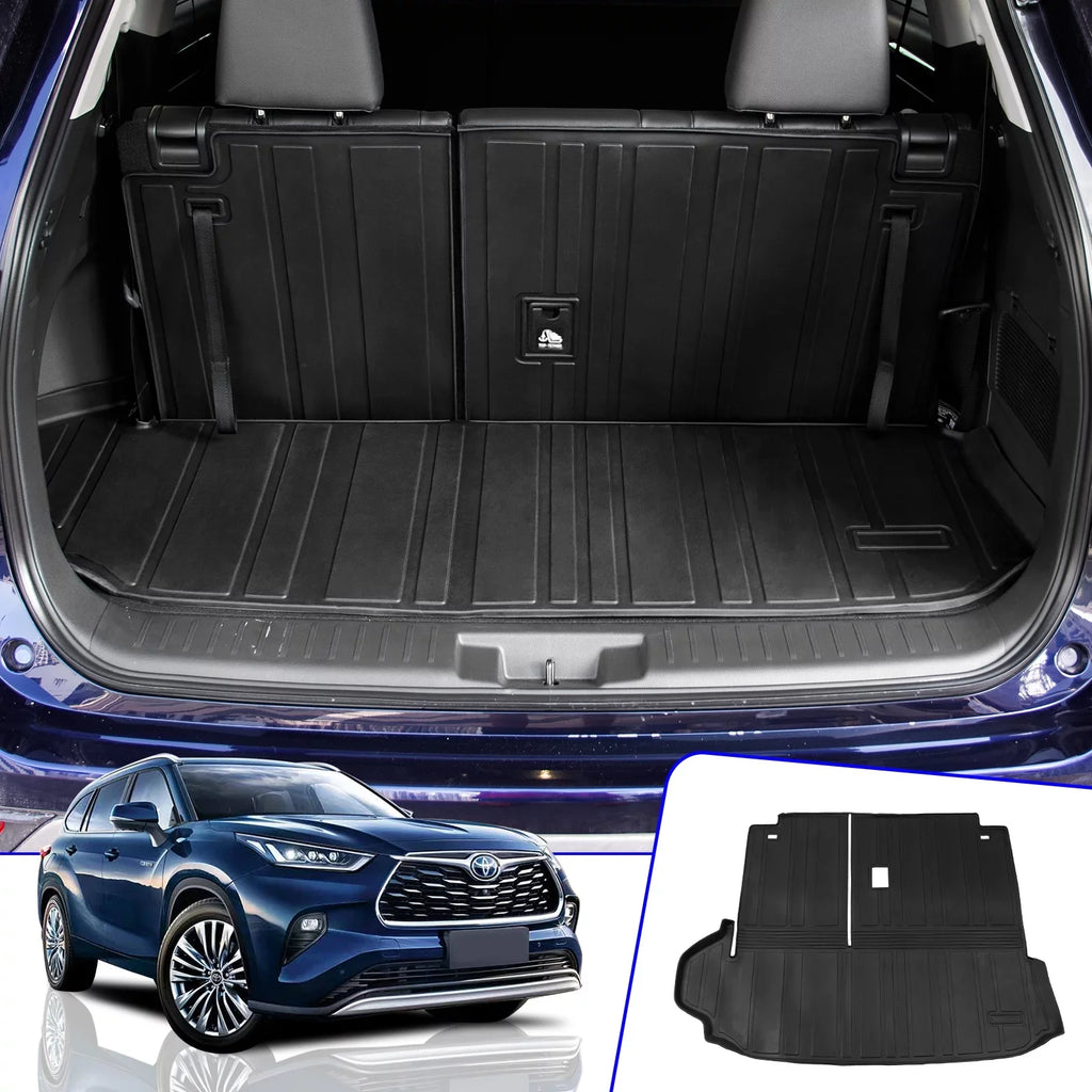 7 Trunk Mat 2020-2024 Seat Toyota Accessories TPE Mat with with Back Highlander Cargo Mat Trunk Liner Mat) 2022 Backrest Highlander Compatible Cover Protector (2020-2023, Cargo Seats
