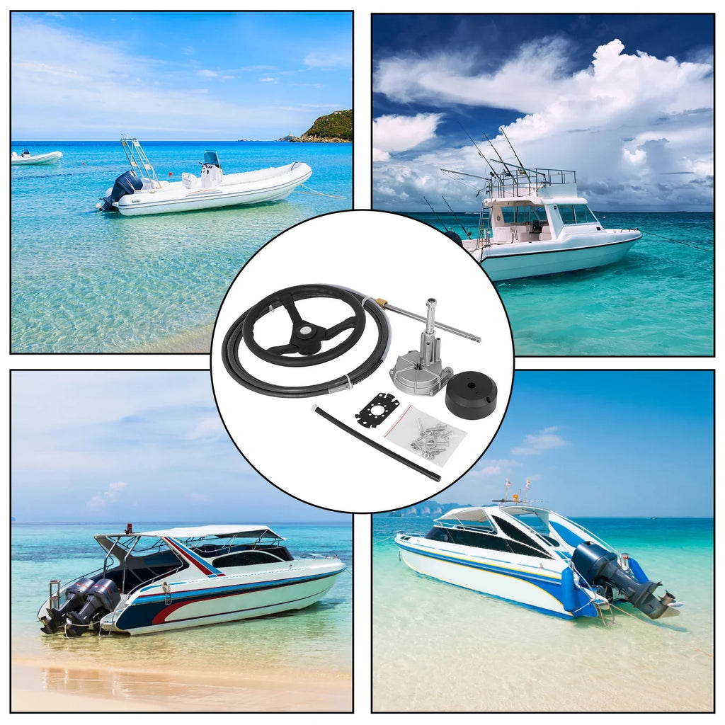 Steering Boat Ft. VEVORbrand 13 12 Cable Accessories Wheel, with Boat In. Mechanical 12 Ft. Rotary Outboard