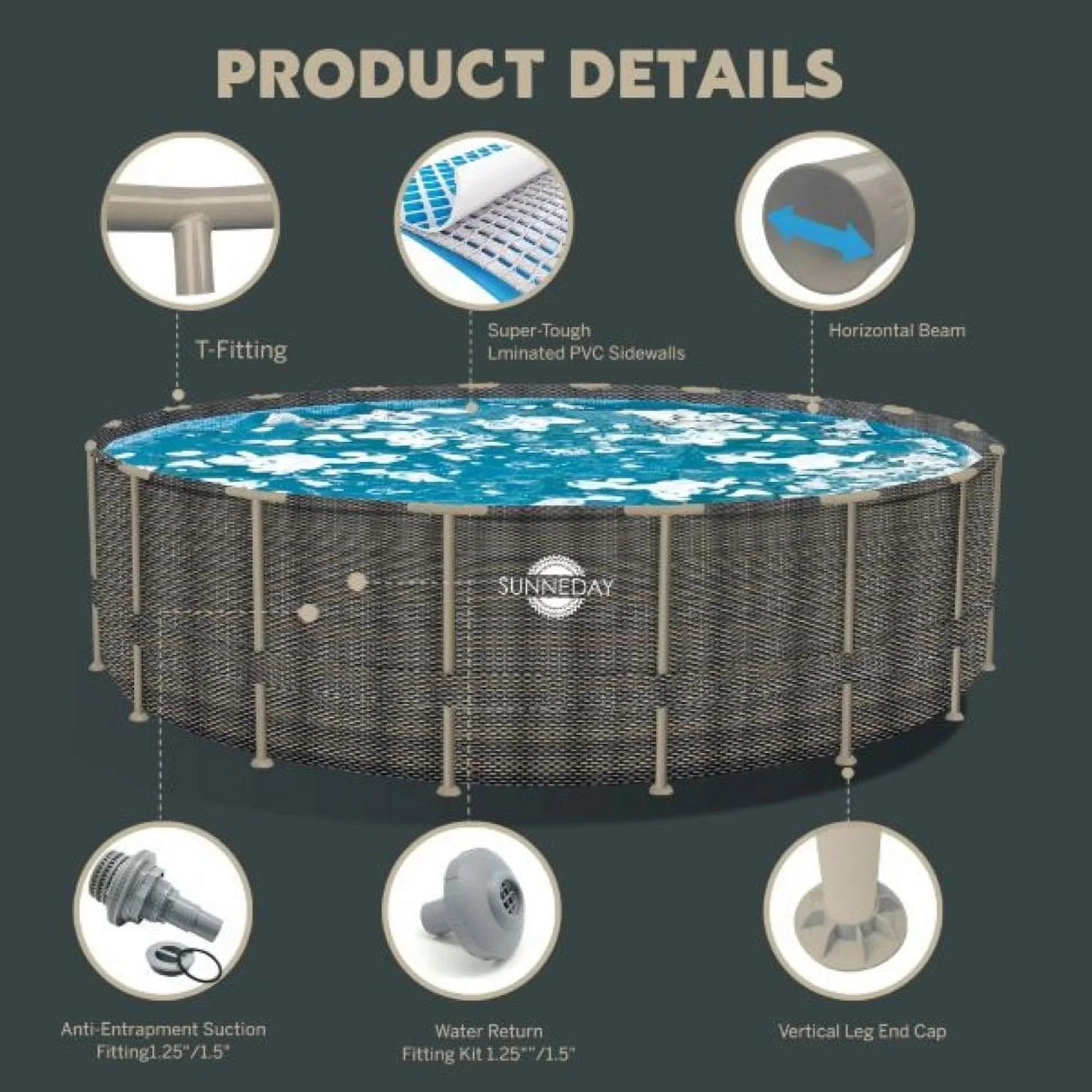 x Round Soft-sided ft. Rattan 52 Sunneday in. Oasis 18