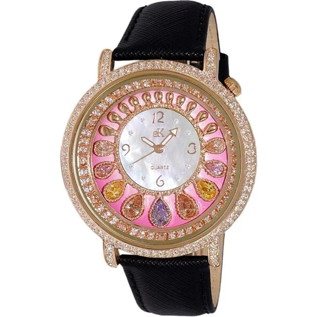 Watch, Pearl Mother Collection White Drop Tear Blue Crystal & Accents Dial Quartz of Pink, Womens