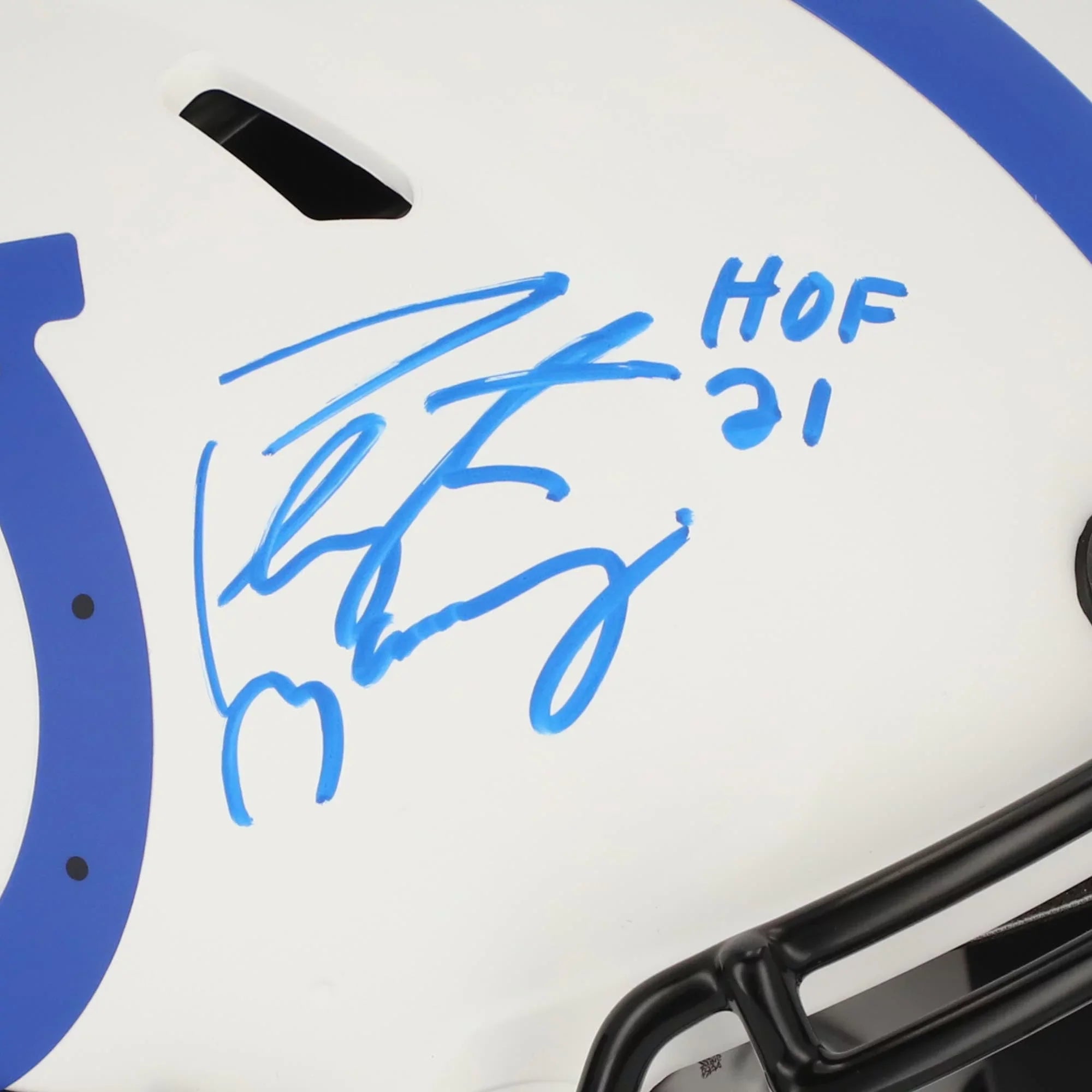 Authentic Manning Autographed Colts Fanatics Authentic Eclipse Peyton Inscription Indianapolis 21" with "HOF Lunar Alternate Certified - Riddell Helmet Speed