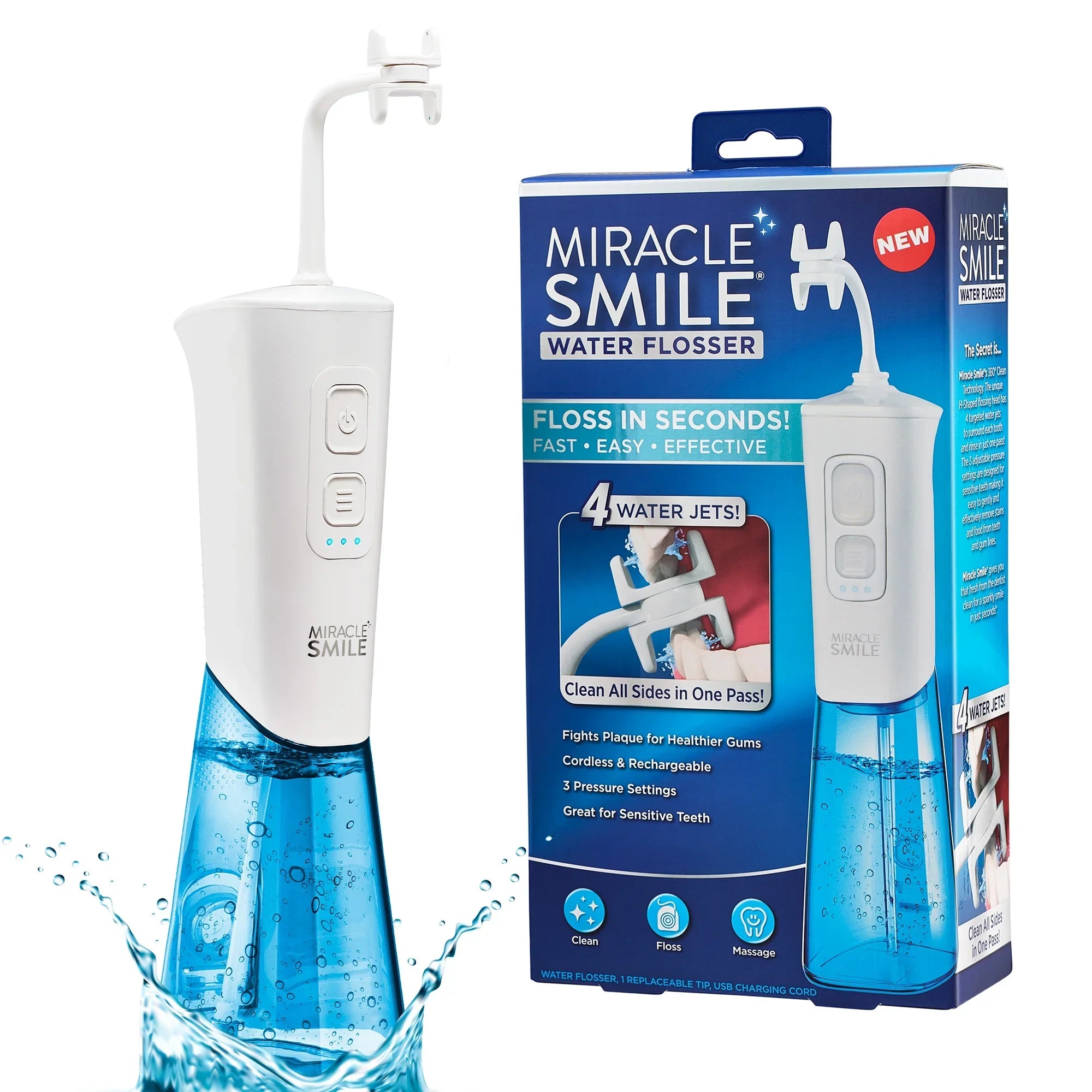 Water Smile Flosser, Miracle Rechargeable Tank Easy Flosser, Portable Dental Water Refill Water