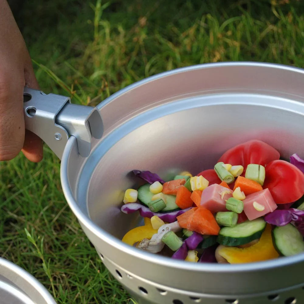 with for Spirit Arealer Pot with Backpacking Stove Cooking BBQ Camping Gripper Stand Mess Portable Kit Pan Hiking Cookware Picnic Set