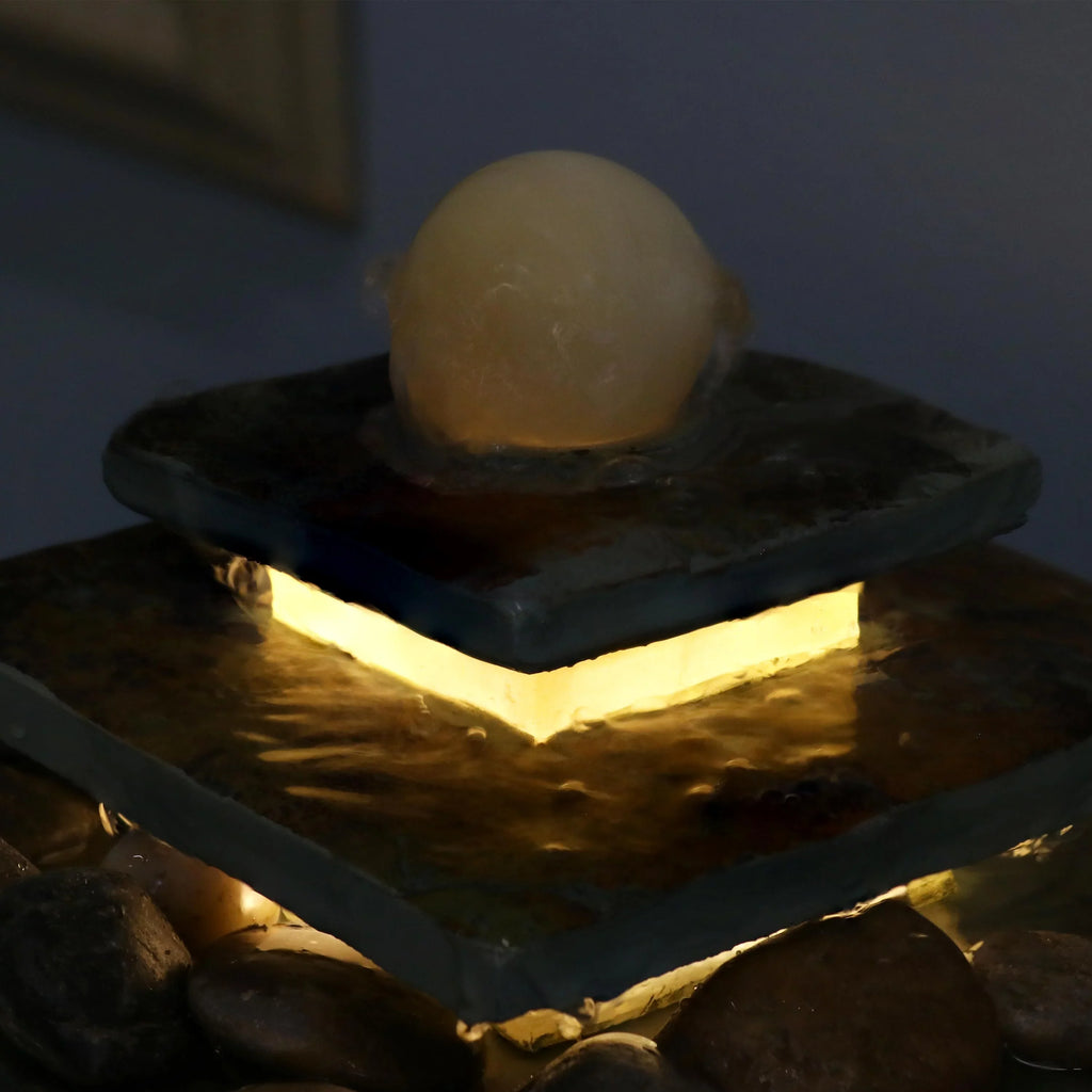 Light LED Ascending Tabletop Slate - Sunnydaze Fountain 8" with