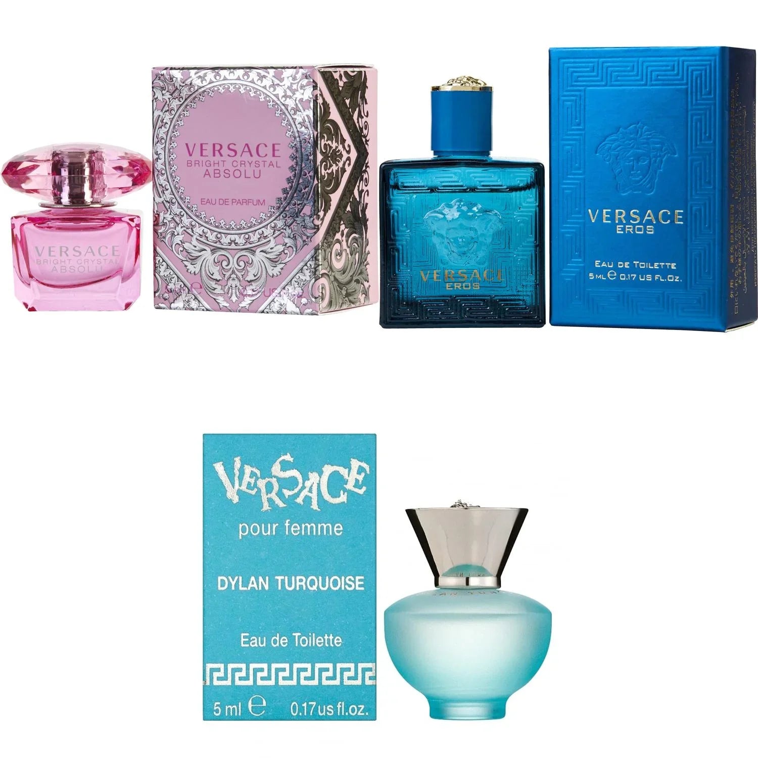 5ml EDT, Turquoise Versace - Men Dylan Eros Crystal 3PK Bright Absolu Kit EDP, Femme