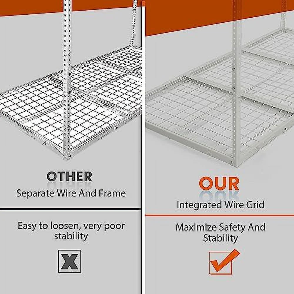 White 3X6 Ceiling Organization Adjustable Overhead Racks Ceiling Shelf Garage Storage Storage Garage Rack Mounted