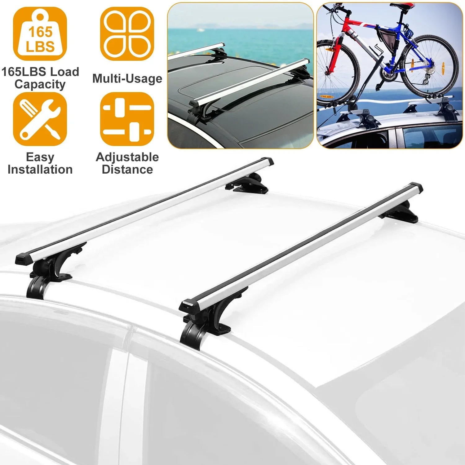 with Fit Without Roof Capacity for Rack Side Roof Car Most 47.24in Vehicle 165LBS Aluminum Wagon Rail Crossbars Cargo Car iMounTEK Roof Rack Carrier
