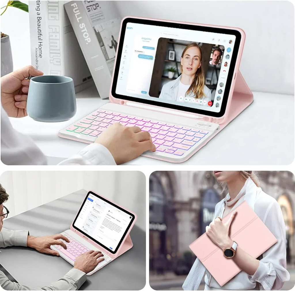 Slim Case 10th Keyboard for Detachable Case with iPad Generation iPad for 10th -pink Protective Holder, Wireless Generation, 10.9 Pencil Case Inch Keyboard