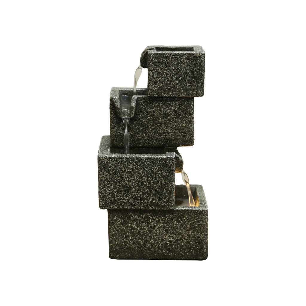 Crates Concrete Warm Lights With Fountain White LED