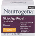 1.7 C Sunscreen, Age Facial Neutrogena Anti-Wrinkle Firms Skin Skin, 25 of help and SPF Wrinkles, Triple with Pack Moisturizer 2 oz Vitamin Smooth Repair Evens look Tone, Daily