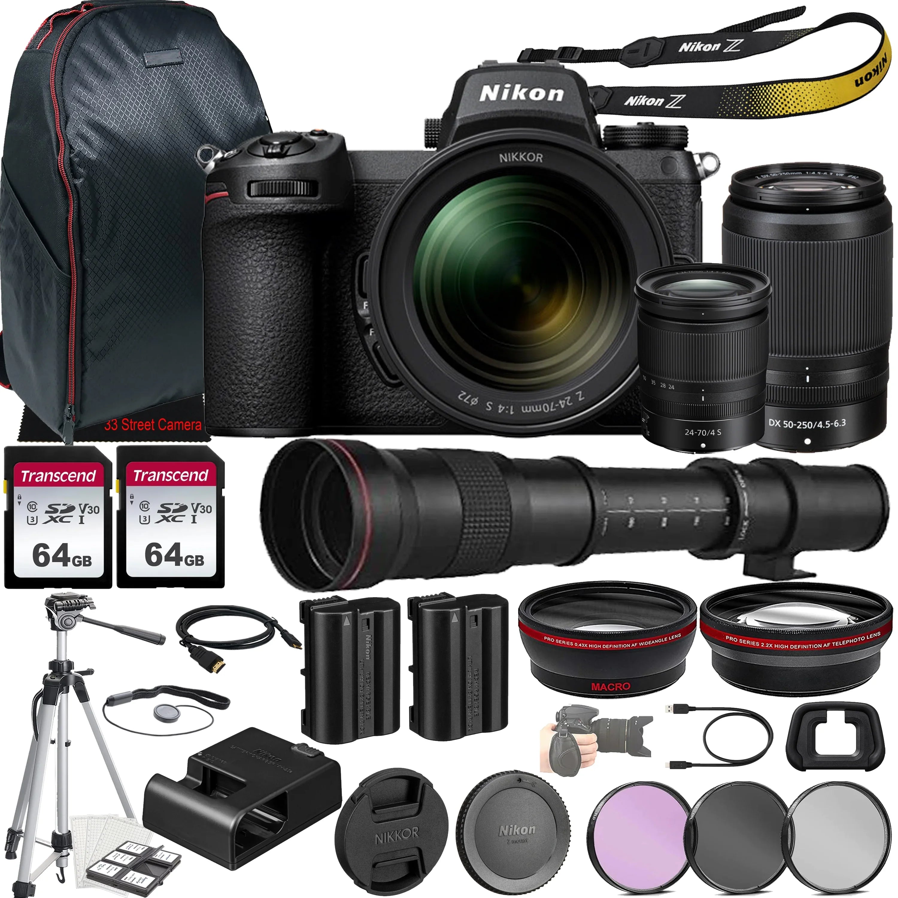 '+ w/NIKKOR Z7 24-70mm VR + Bundle) (35pc Tripod More Lens NIKKOR Lens DX Lens + Mirrorless Camera + Memory II Z Kit 50-250mm S f/4.5-6.3 128GB HD + 420-800mm + Z Nikon Filter Case + f/8.3 f/4