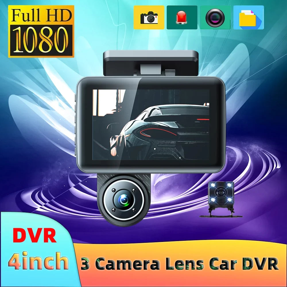 Rearview 4in Car Cameras Ametoys Recording Angle Mirror Safety Clear Car Recorder 3 Auto Wide Driving Recorder Dash Car Video Cam