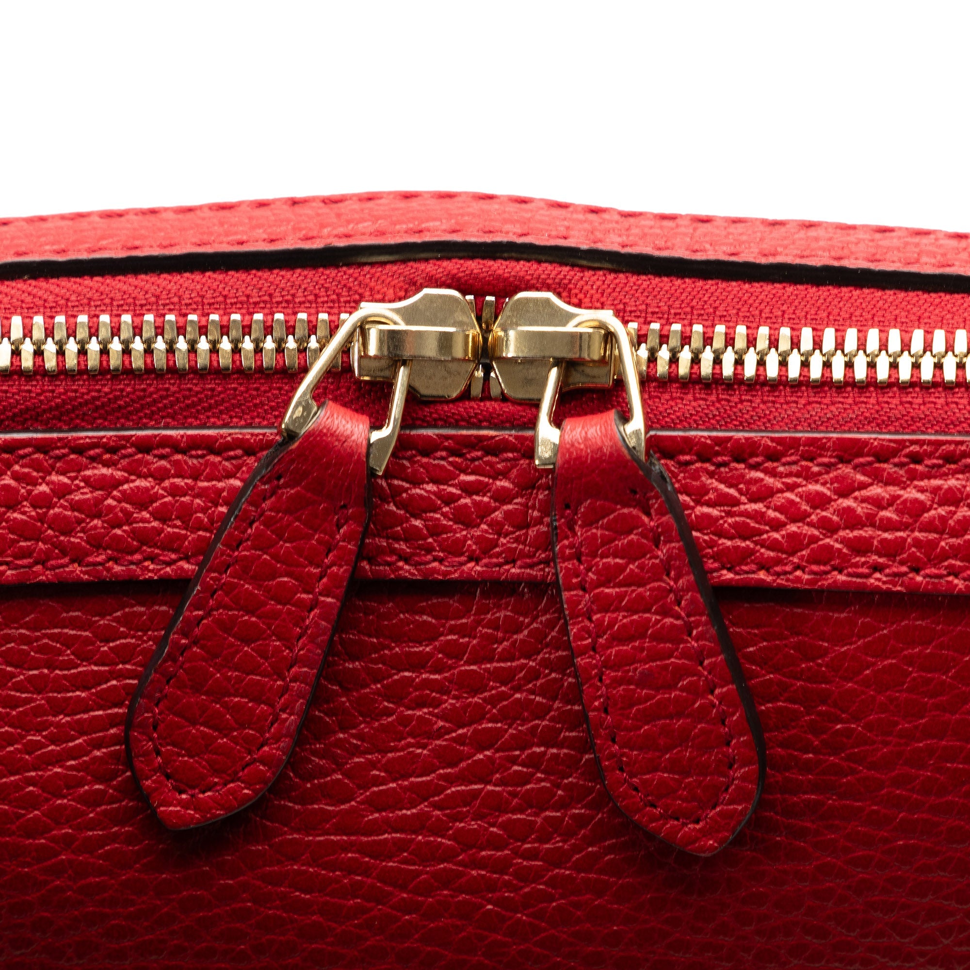 Authenticated Calf GG Pre-Owned Unisex Leather Convertible Charm Red Gucci (Good) Satchel Dome