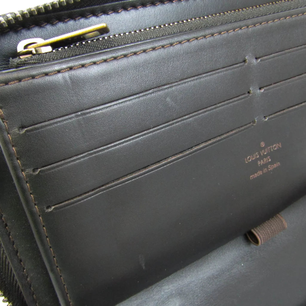 Wallet Men's Organizer Zippy M97025 (bi-fold) Utah Leather (Good) Long Vuitton Louis Pre-Owned Coffee Utah