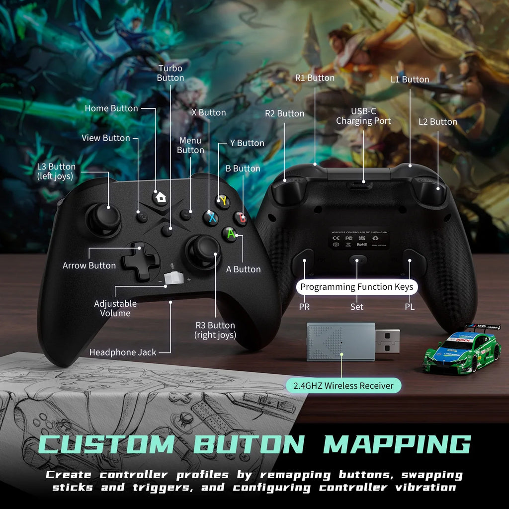 Bonacell Xbox Connection/3.5mm One Controller Update for Consoles, Video Xbox Series Xbox X/S Vibration/Stable Dual Xbox with Controller one, Wireless, Headphone to S/X, XBOX)Game (Watch Jack