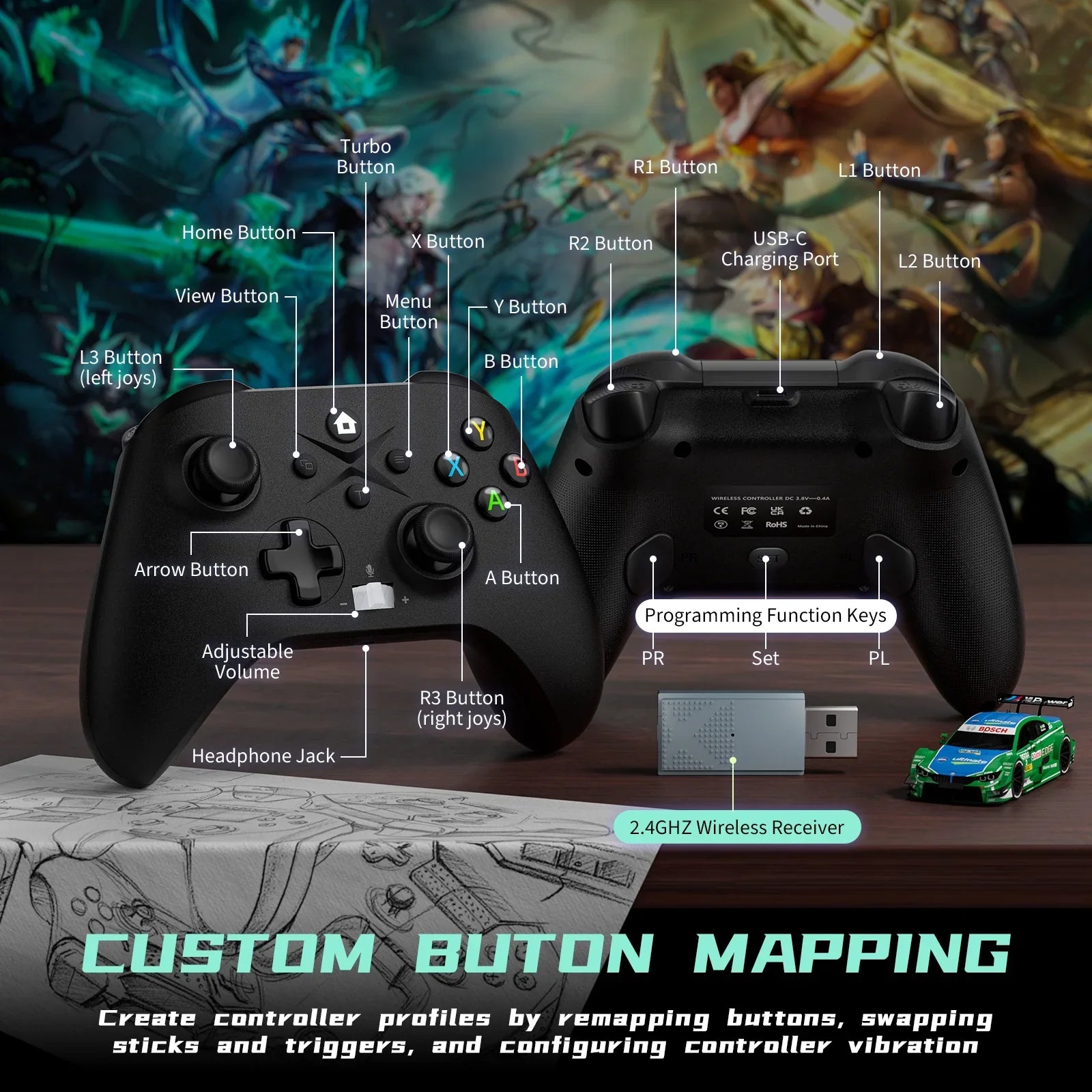 Bonacell Xbox Connection/3.5mm One Controller Update for Consoles, Video Xbox Series Xbox X/S Vibration/Stable Dual Xbox with Controller one, Wireless, Headphone to S/X, XBOX)Game (Watch Jack