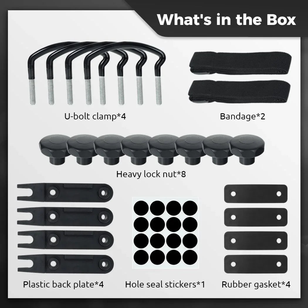 4 Mounting Box Rack Car Bolts, Kit, 8 Rooftop Clamps, Universal Width Cargo Van Fitting PCS 85mm Metal Internal Carrier U-Bolt with Clips Roof Nuts U-Bracket Lock