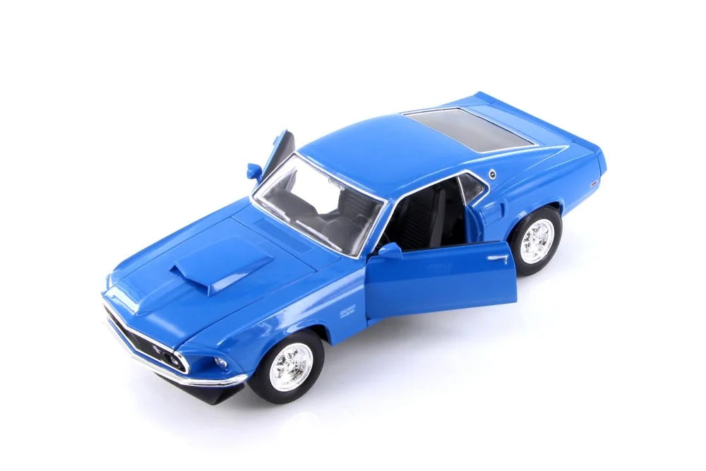 1969 Blue Model Mustang Diecast Toy Car scale - Ford 24067WBU Welly 429, Car - - Boss Diecast 1/24 w/Trailer