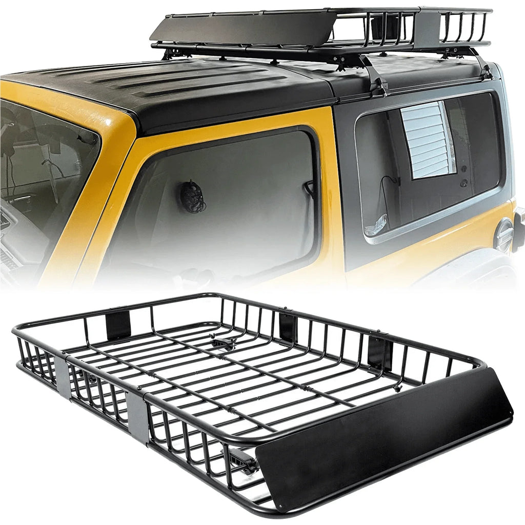 Basket x Weight 64" Carrier 6'' Top Universal HECASA Capacity Rack Cargo Duty Travel for Extension 39" with Heavy Storage Roof SUV Luggage 250LBS Car Holder x Steel