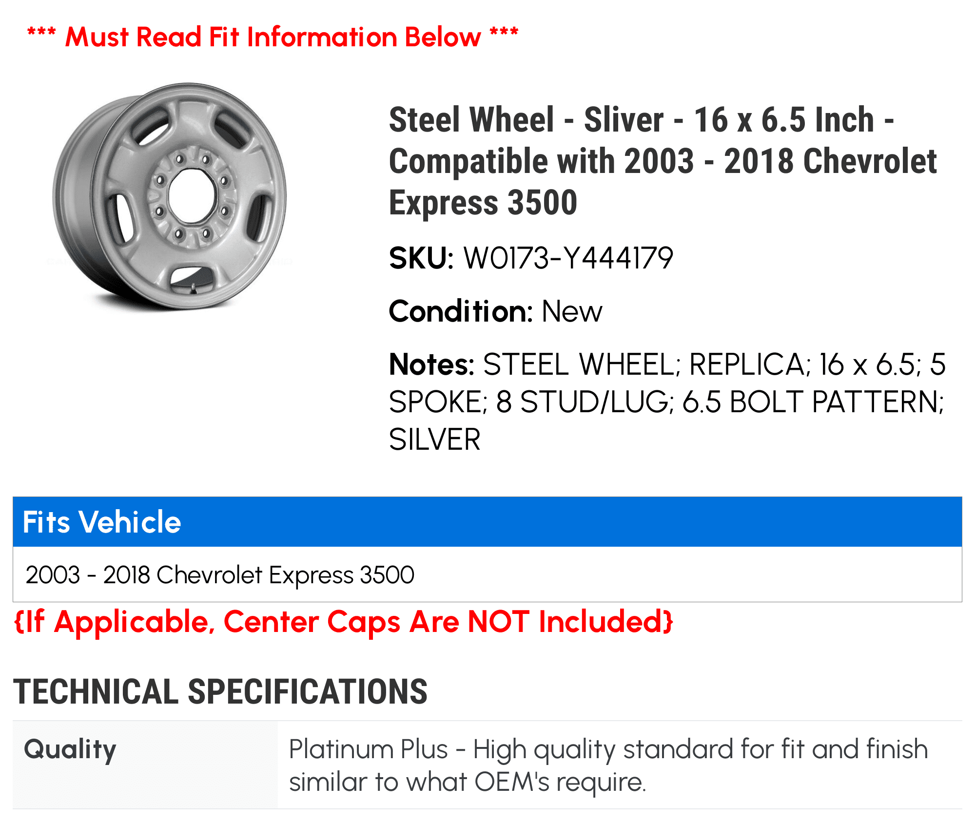 '- Inch 2008 2016 - - 2004 16 6.5 2010 2018 Wheel Express Chevy with 2006 - 2011 2009 2013 2017 x 2003 Sliver 2014 Compatible 2005 2012 3500 2015 Steel 2007