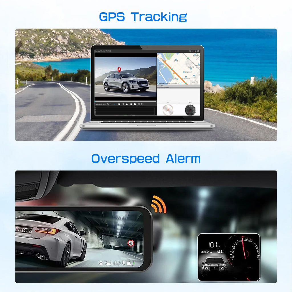 Card Dash 11" Split JOMISE Rear Parking 32G Screen 4K and Front View GPS Mirror Camera Monitor Cam Rear 24H