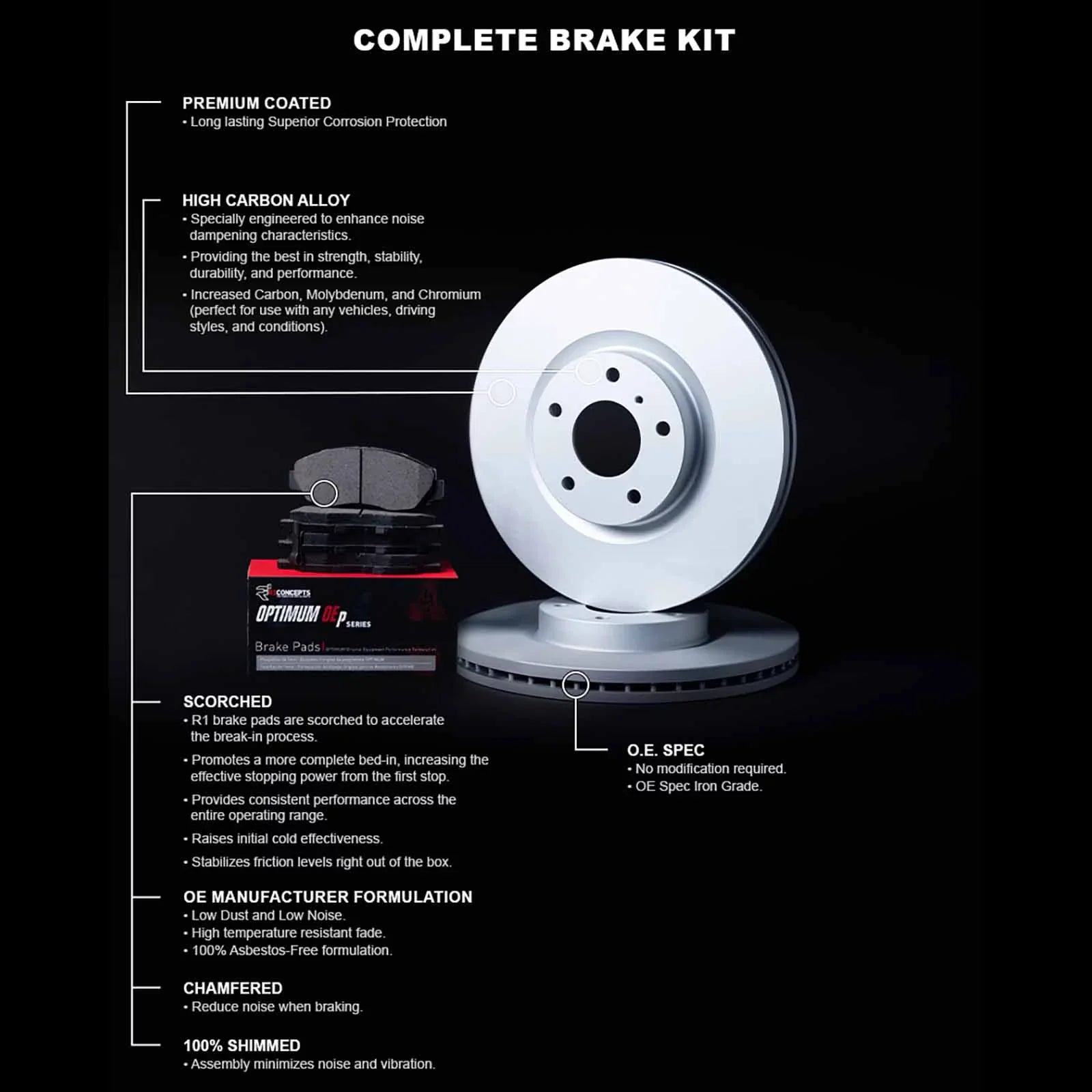 Carbon W/ Oe Fits Optimum 2000 R1 HONDA SI/SIR, Brake Pads Hdw CIVIC 1999 select: Concepts 59048 CIVIC Rotors R1 HONDA & Wduh2 SI Coated