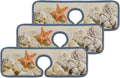 Summer Bath Sink Mat, Kitchen Drip Bestwell Washable Catcher, Sinkmat Mats Absorbent Drying Beach Microfiber Sea Starfishes Splash Guard Countertop 3PCS Faucet