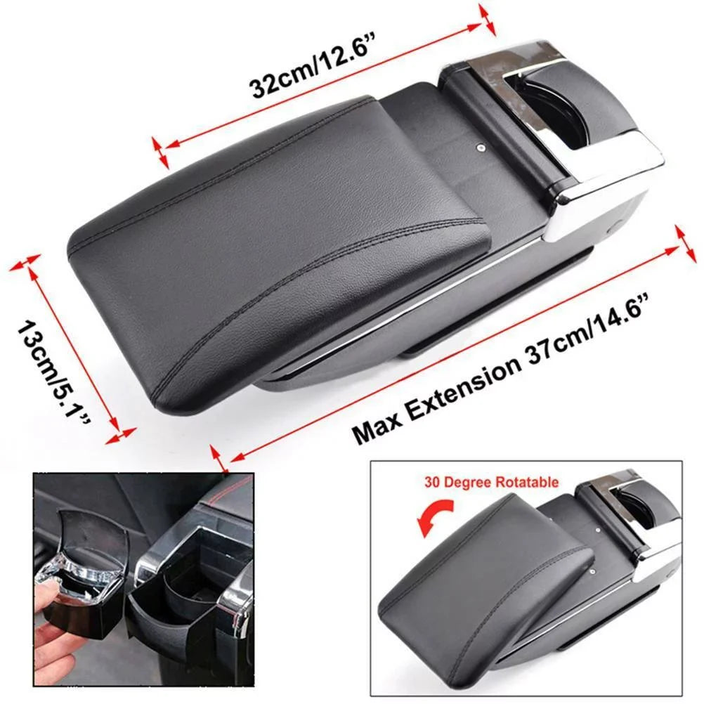 Car for Tiida Box Versa OUKANING Armrest Center Leather Latio 2007-2011 Console Box Storage Black Center Console Rotatable Nissan