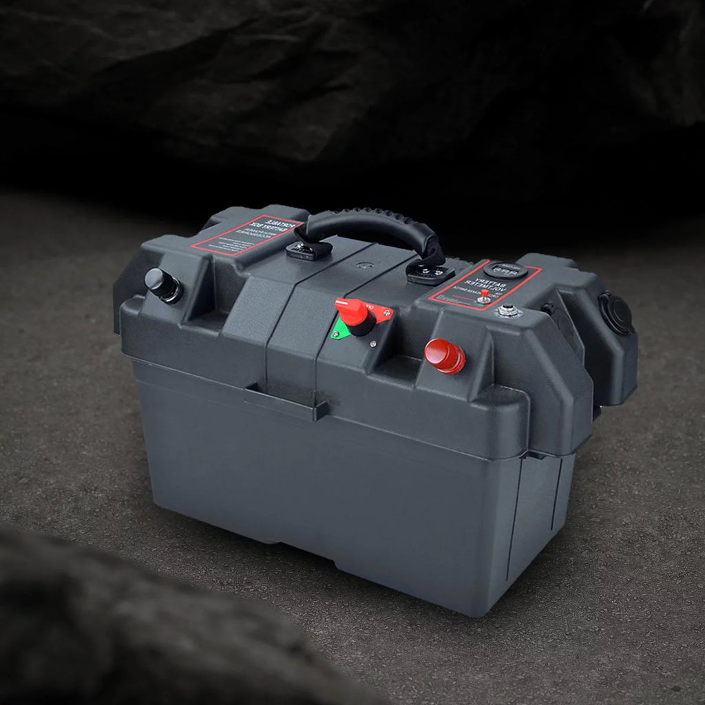 Battery Motor Battery Carrier Trailer Batteries Battery Box Travel Waterproof Dual Box USB SUV Motor RV for Trolling ATV Ports Box Car