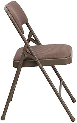 HERCULES Folding Chair & Series Metal Braced Hinged Fabric Pack Triple Curved 4 Double Beige