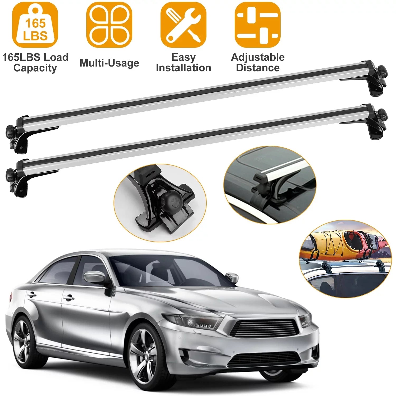 with Fit Without Roof Capacity for Rack Side Roof Car Most 47.24in Vehicle 165LBS Aluminum Wagon Rail Crossbars Cargo Car iMounTEK Roof Rack Carrier