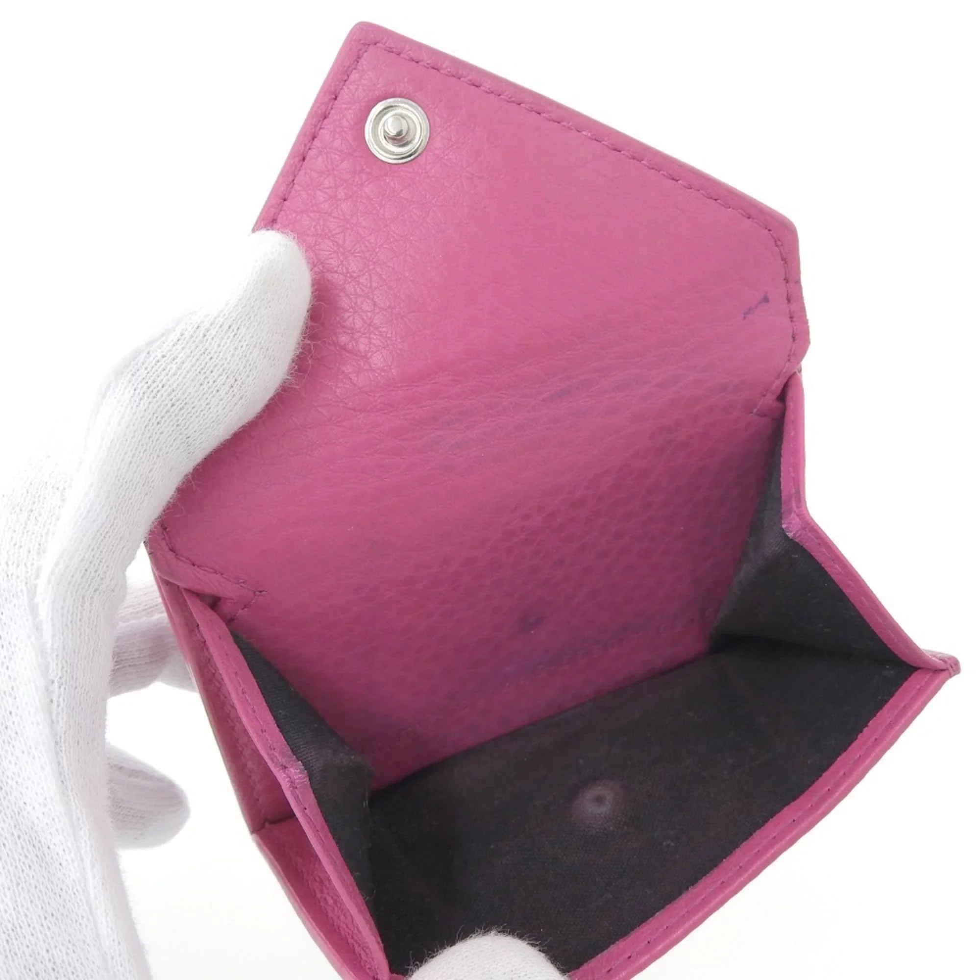 with wallet leather 391446 paper BALENCIAGA mini hook (Good) Balenciaga tri-fold pink Pre-Owned
