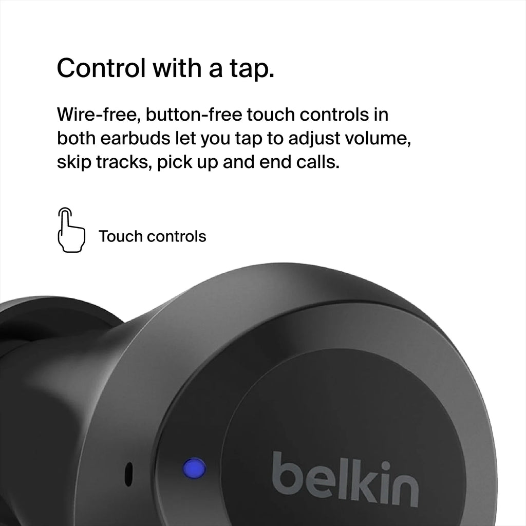 Bolt, Sweat IPX5 USB-C, to Wireless Water and Hours Wireless Resistant, Black Life Up Battery Belkin 28 Charging, - Earbuds, of True SOUNDFORM