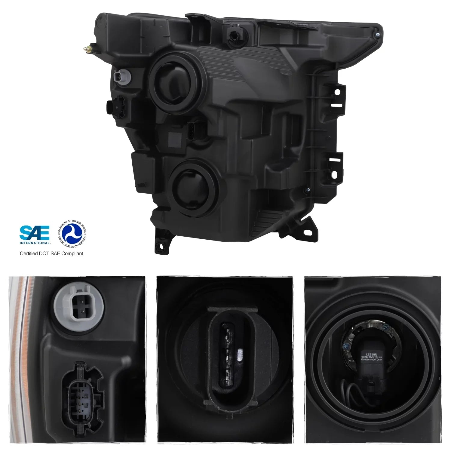 Ford - OE Headlight [Halogen F150 Housing Left Pickup Black Driver 2023 AKKON Fit 2022 Headlamp Type] 2021 Truck Style Side