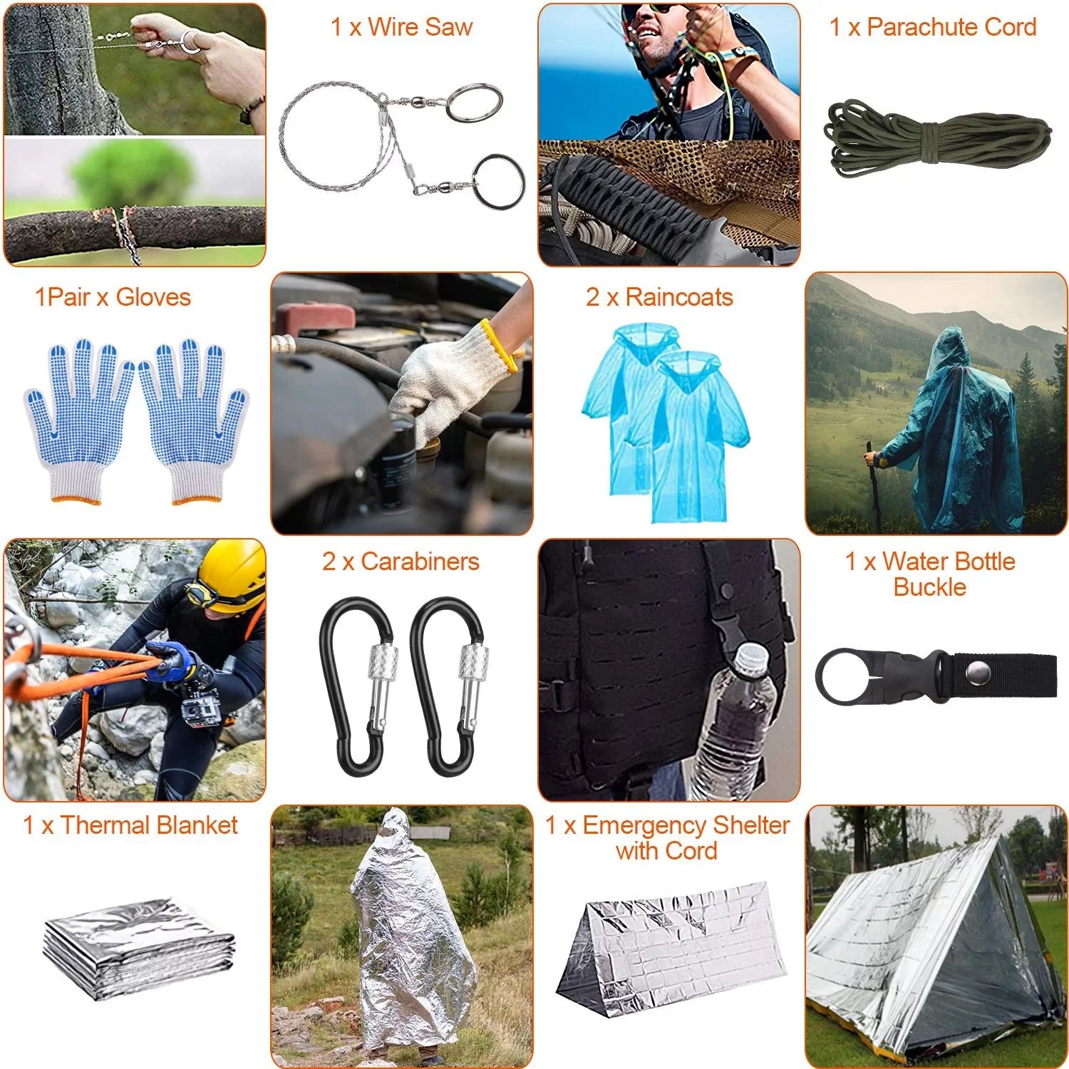 Equipment for Kits, and Professional Survival Gear Hiking Dad Emergency Adventure, Hunting 125Pcs Tools for Camping 8.66x6.3x5.9in Husband, Tactical Gifts Survival iMounTEK Outdoor