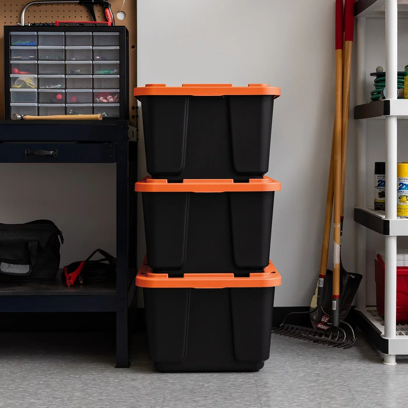 Pack Heavy Orange Utility Tote, Black 108qt/27gal IRIS Tough with Duty Lid 3 USA