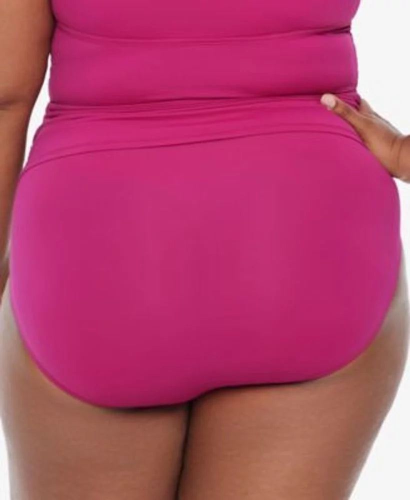 PLUMERIA Lauren Swim Shirred US Bottom, Plus 18W Ralph High-Waist Size