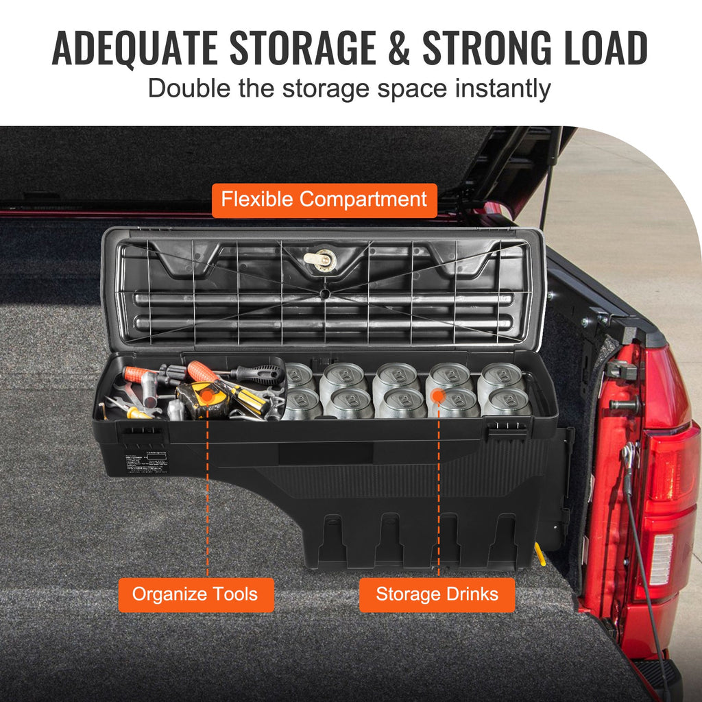 L Box, Compatible Wheel Truck 1500 1500 SKYSHALO Lid, Bed Black, Side Box, Lockable Tool Waterproof Storage GMC Well Sierra with Chevrolet Passenger 2019-2021, ABS 6.6 Gal/20 Silverado