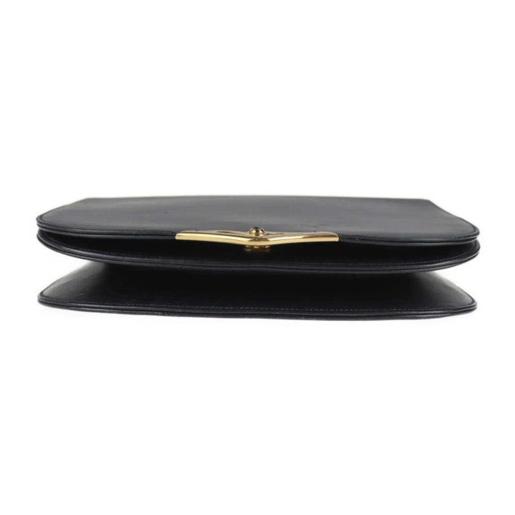 CARTIER 2WAY sapphire Cartier calf Pre-Owned bag shoulder dark clutch (Good) line leather navy