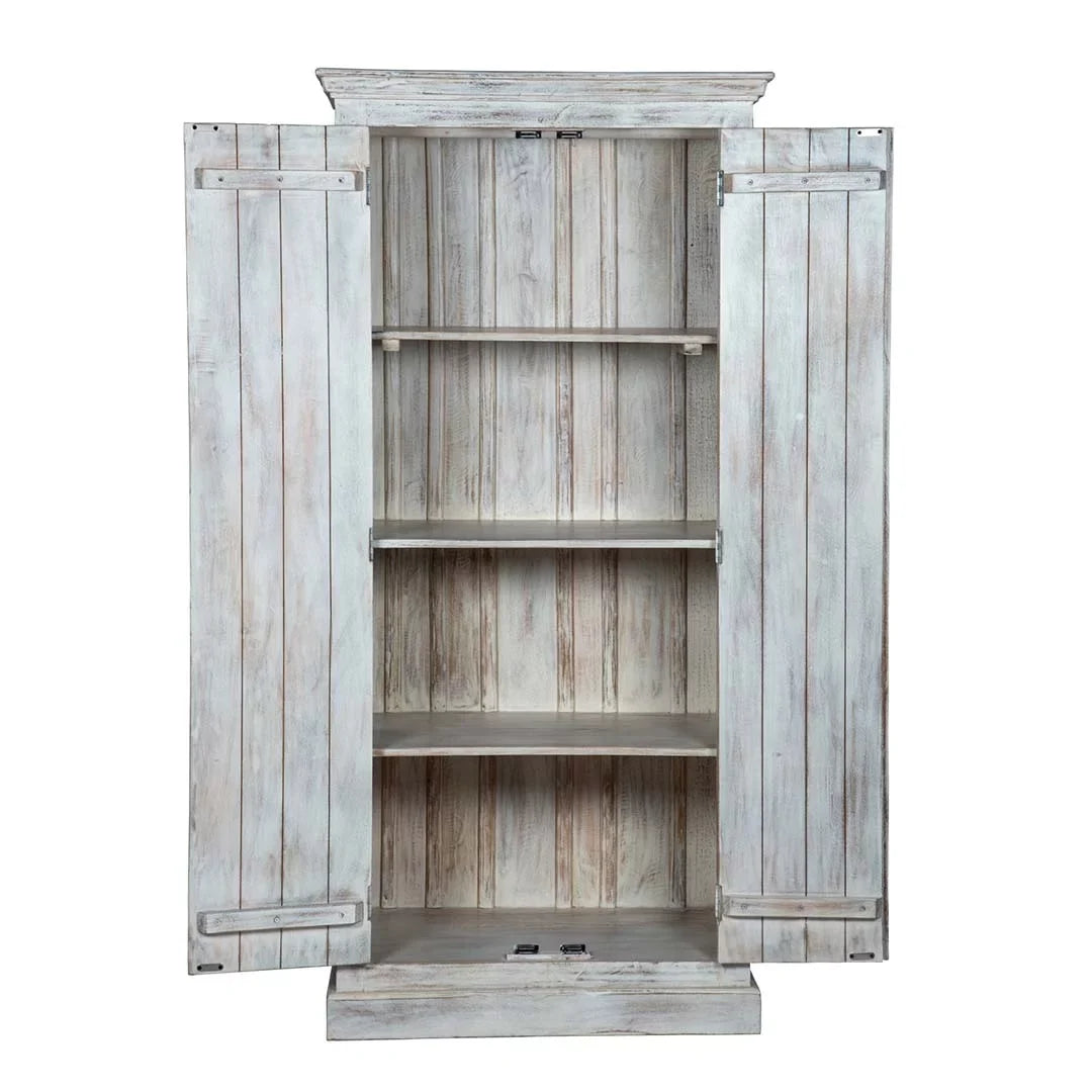 Chic Carved Shabby Wardrobe Maadze White