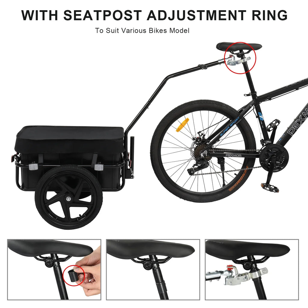 Coupler PEXMOR Trailer, Bicycle Cargo & Wagon Bike Waterproof Cover Trailer W/Universal