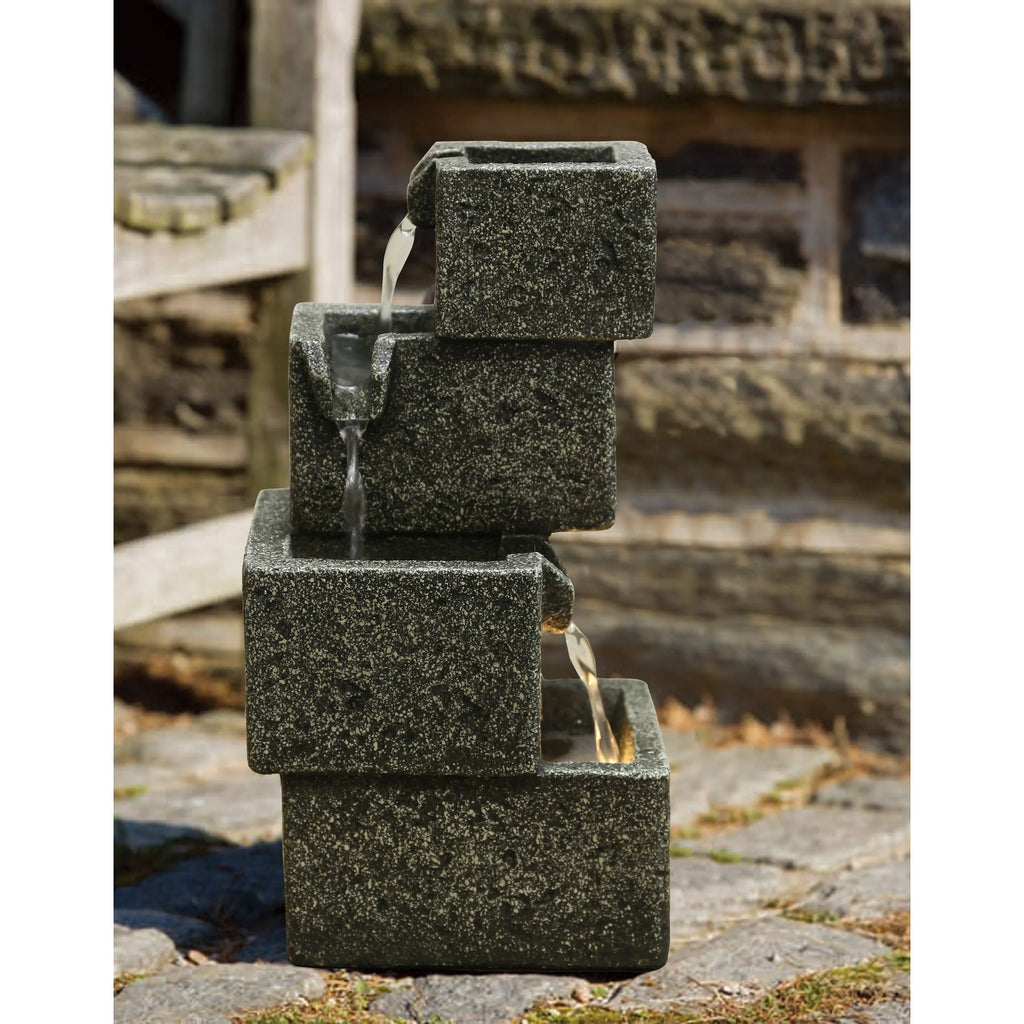 Crates Concrete Warm Lights With Fountain White LED