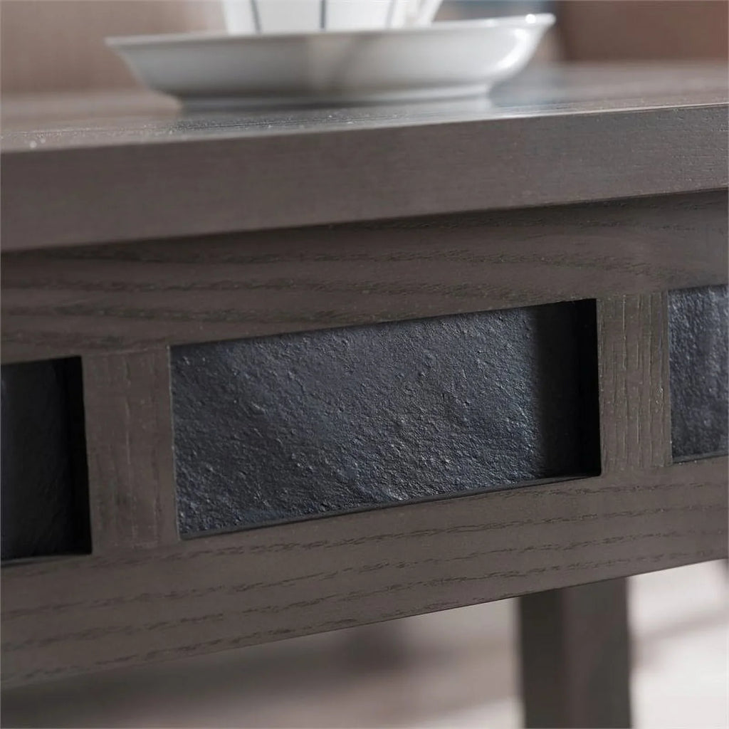 Wedge Table Wood Bowery Slate Shelf Smoke in Hill with Gray/Black