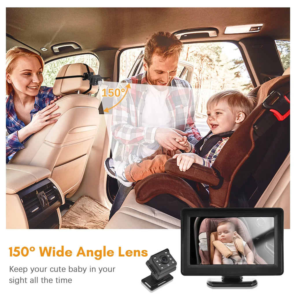 Display 150¡ã Car Seat Car Installation Monitor Mirror Wide Easy Arealer Facing Seat 1080P 4.3 Rear View Mirror Inch Monitor Car for