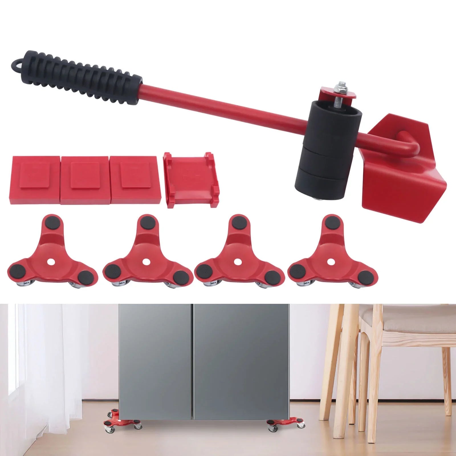 Dolly with Mover Wheel Mover Kit Alloy Furniture Furniture Fichiouy Red Universal Steel