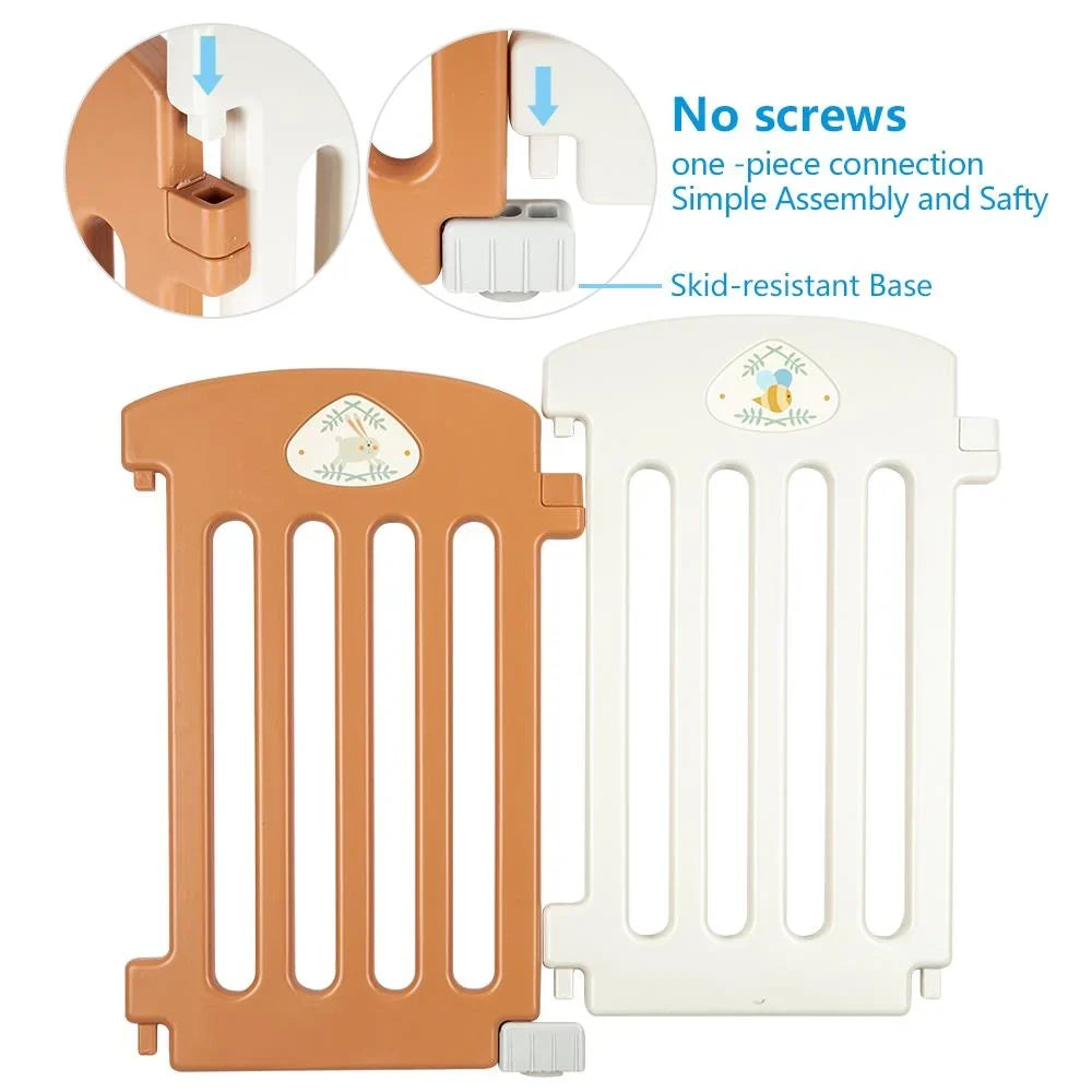 Baby Safety Fence Yard Outdoor,Yellow Indoor Playpen 14 Play UBesGoo Panel