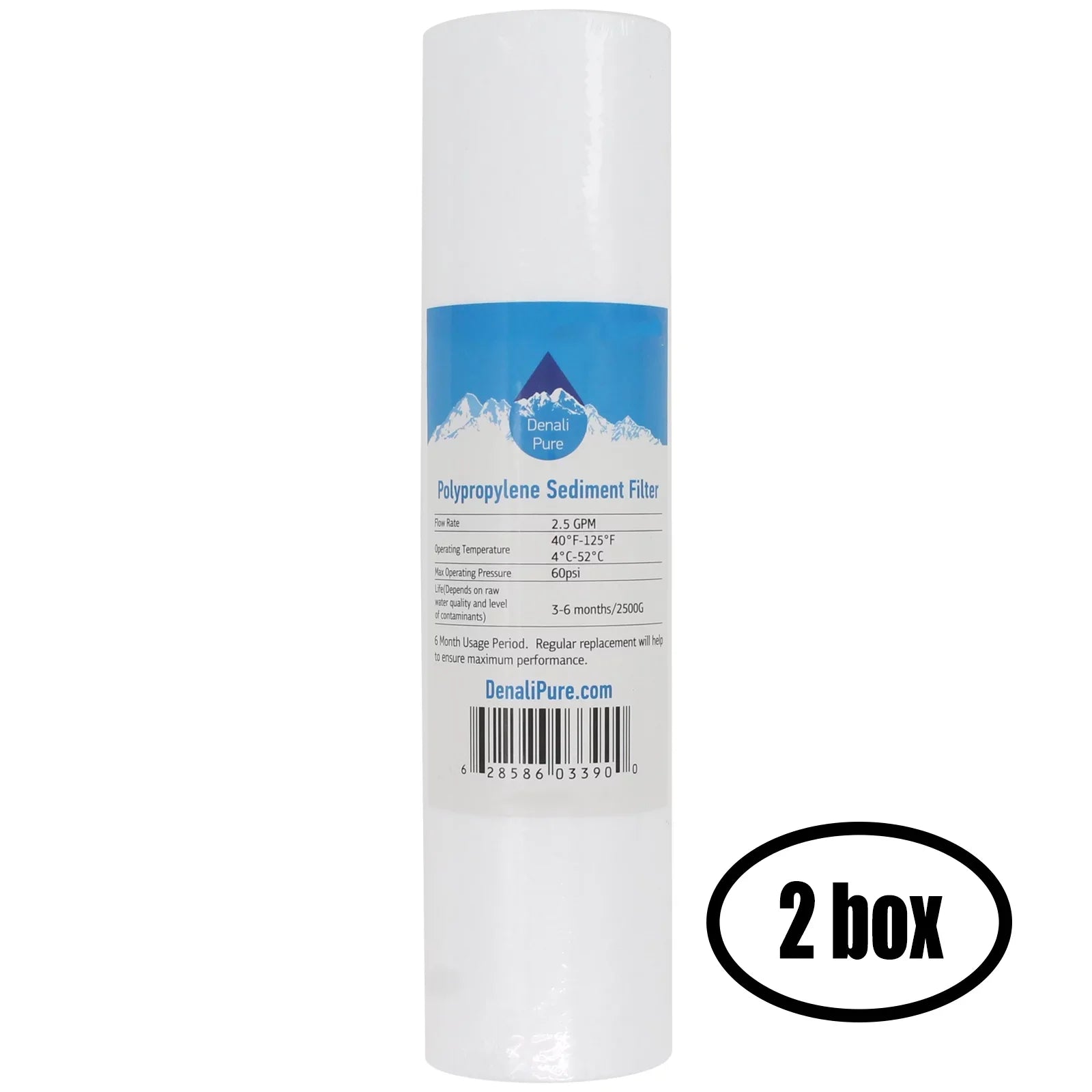 '- 10-inch Blue Replacement Cartridge Model - - Water Unit Filter Denali Filter Universal Tank Sediment Pure OmniFIlter Boxes - Polypropylene OmniFIlter for 5-Micron OB1 OB1 Brand for of 2