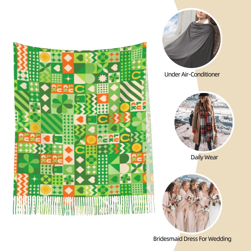 Feel Patrick's St Wrap Scarf Scarves Cashmere Bingfone Shawl Winter Art Women Warm Soft For Day6 Elegant Print Gifts- Large