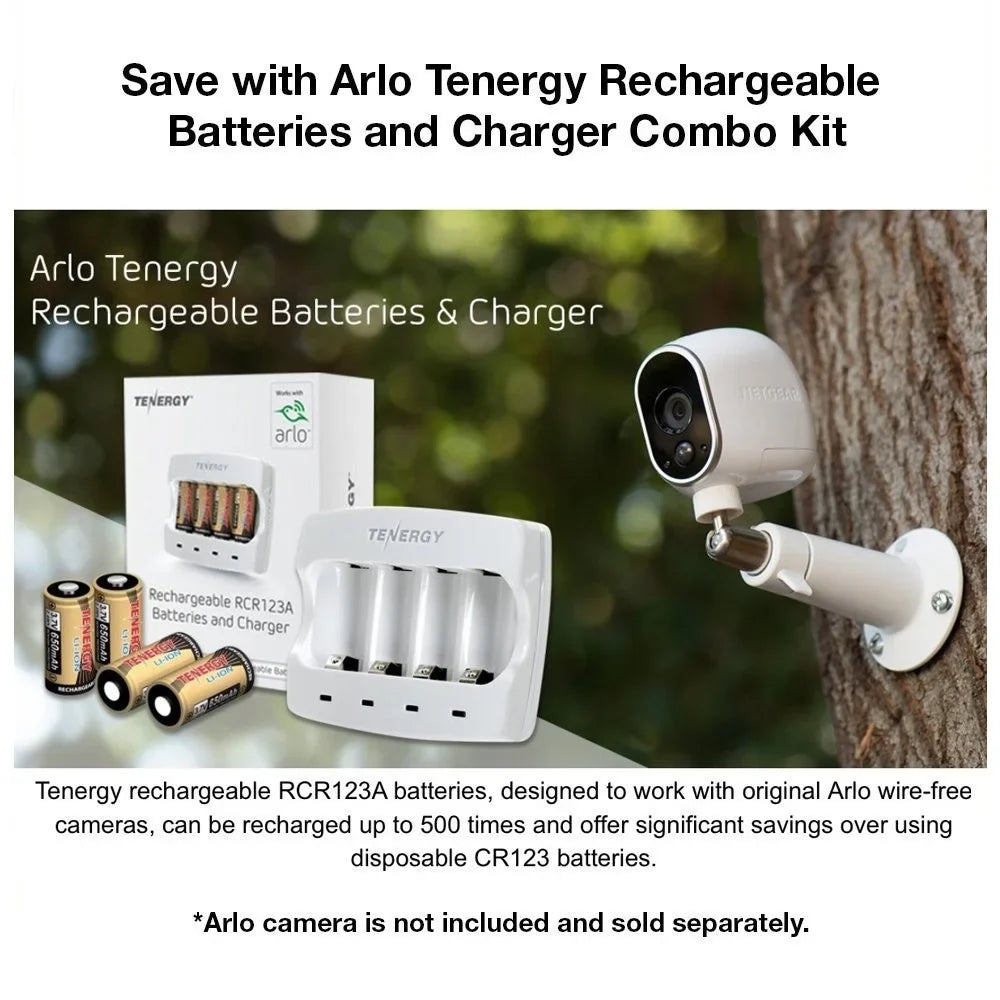 for Li-ion 12-Pack Tenergy (VMC3030) Batteries Rechargeable and 650mAh Camera Battery 3.7V Charger, Arlo Batteries